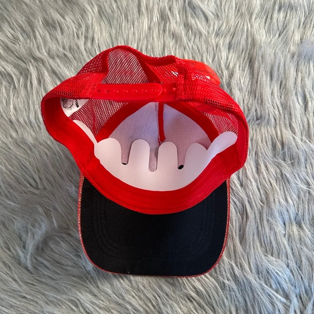 Hello Kitty Baseball Cap Girls‎ Red Sparkly Cat Hat Adjustable Back